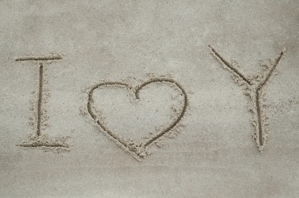 Inscription "I love You" on the sand — Stock Photo, Image