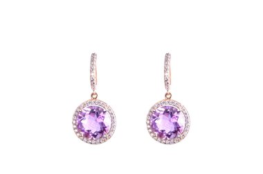 Golden earings with amethysts clipart