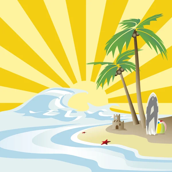 Sonne, Meer und Palme — Stockvektor