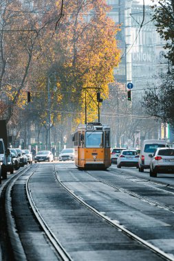 Budapeşte Tramvayı Seyahat Fotoğrafları Kartpostalı