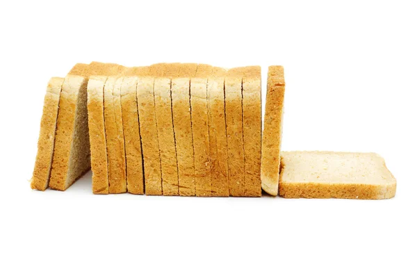Cut of loaf bread on white — Stock Photo, Image