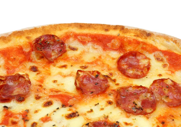 Büyük şişman İtalyan salamlı pizza yakın çekim Telifsiz Stok Imajlar