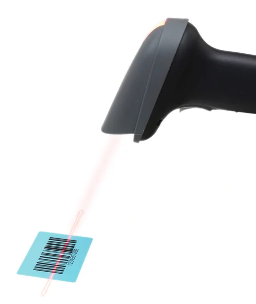 Scanner scans bar code with laser — Stock Photo, Image