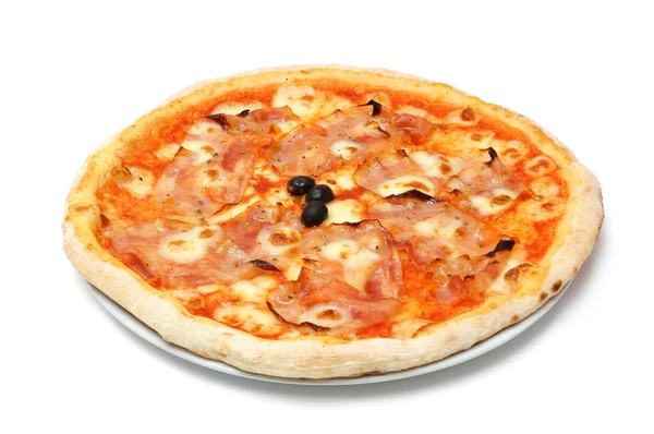 Большая итальянская пицца с беконом — стоковое фото
