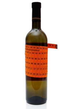 concept of less drinking with wine bottle and measuring tape clipart