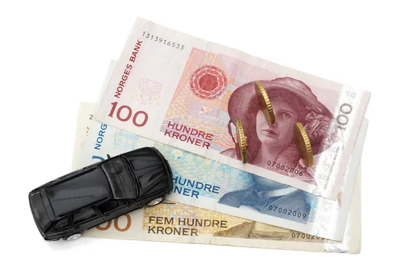 Concept of expensive cars and services in Norway with toy car a — Stock Photo, Image