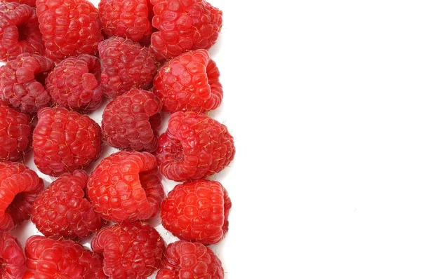 Ripe raspberries border isolated — Stock Photo, Image