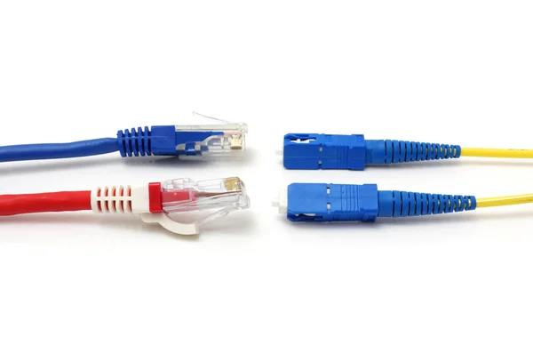 Lan y cable de fibra — Foto de Stock