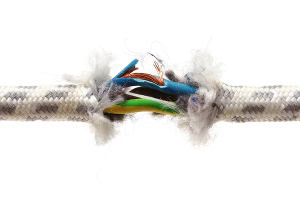 Warranty problem concept with torn wire — Stock Photo, Image