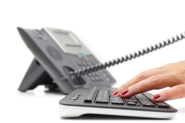 Müşteri Destek kavramı klavye ve telefon ile