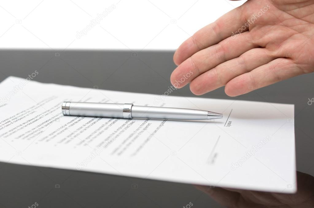Businessman offering to sign a contract