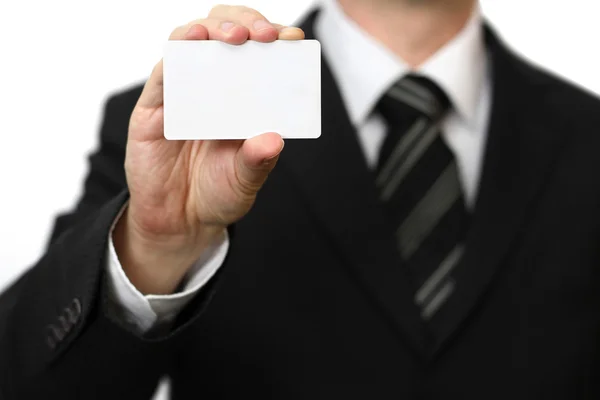 Man's hand showing business card — Stock Photo, Image