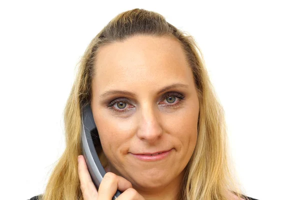 Donna d'affari in call center isolato — Foto Stock