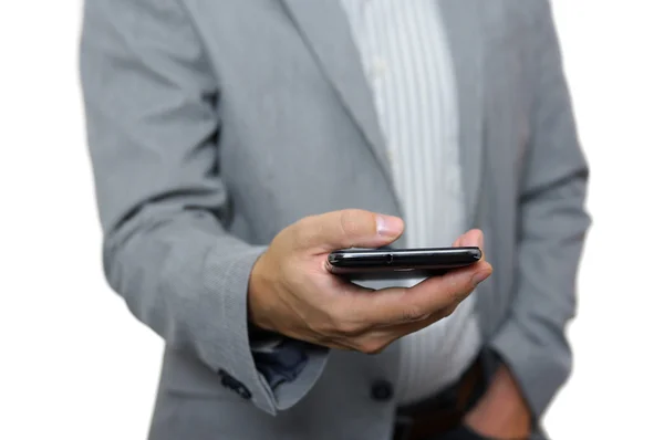 Forretningsmand, der arbejder med mobiltelefon - Stock-foto