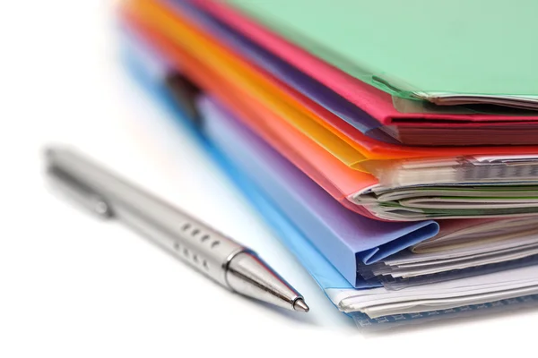 Folders,paper and pen — Stock Photo, Image