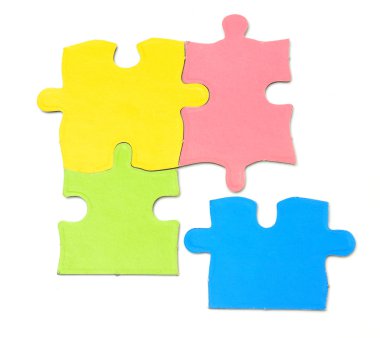 takım kavramı. beyaz zemin üzerinde izole puzzle