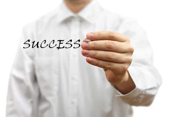 Businessman writing success word virtual — Stock Photo, Image