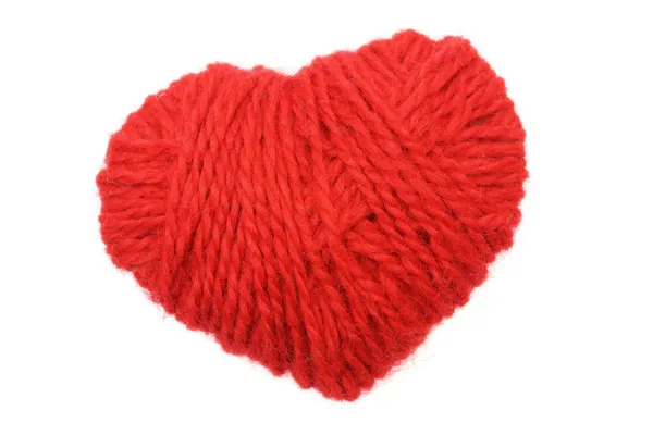 Yarn of wool in heart shape symbol — Stock Photo, Image