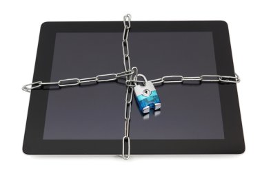 asma kilit ve kilitli tablet compute ile tablet güvenlik kavramı