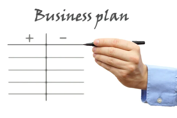 Business plan with pros and contra — Stock Photo, Image