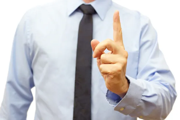 Manager during the meeting shows  be careful sign — Stock Photo, Image