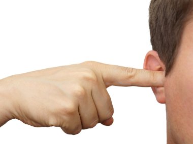 man clog his ears with fingers clipart