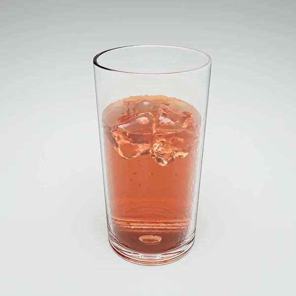 Eisfarbenes Erfrischungsgetränk Transparentem Glas Auf Weißem Hintergrund Illustration — Stockfoto