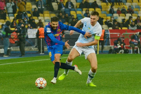 Kyiv Ukraine November 2021 Barcelona Jordi Alba Actie Tijdens Champions — Stockfoto