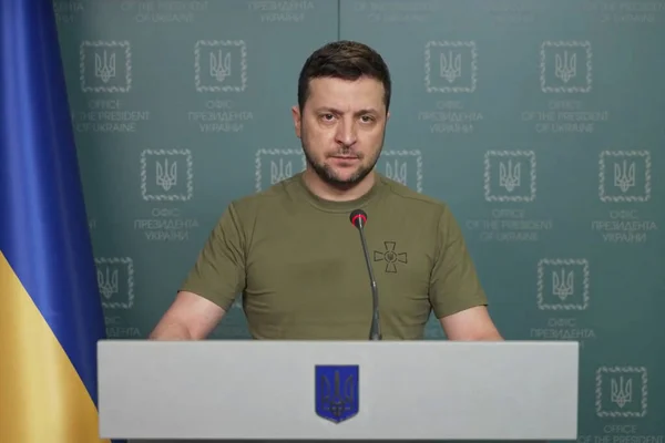 Kyiv Ukraine March 2022 President Ukraine Volodymyr Zelensky Speak Connection — 图库照片