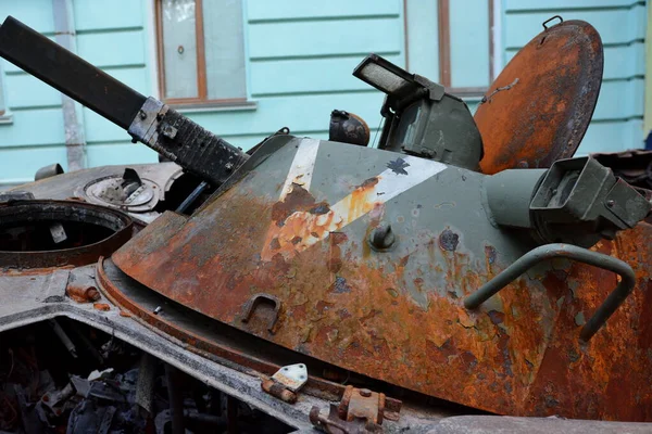 Kyiv Ukraine May 2022 Tower Marked Destroyed Russian Tank Destroyed — Zdjęcie stockowe