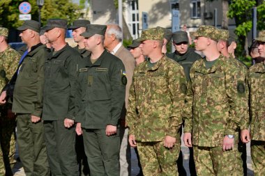 KYIV, UKRAINE - 14 Haziran 2022: Bakan Denys Monastyrsky tarafından verilen ödüllerin sunumu sırasında Ukrayna İçişleri Bakanlığı 'nın çeşitli yapılarının temsilcileri