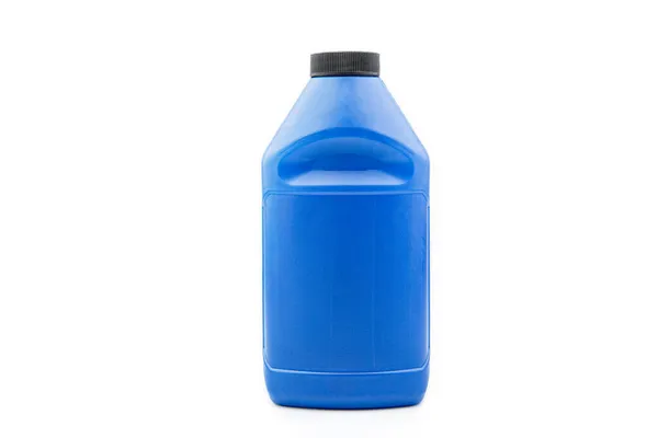 Blue Measuring Bottle Black Lid Brake Fluid Bottle Oil Brake — Stock Photo, Image