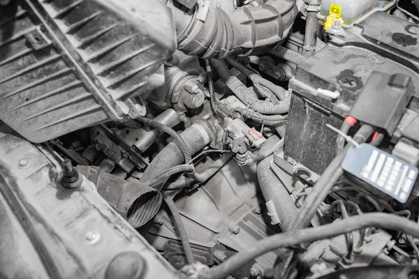 Автомобільний Двигун Крупним Планом Ремонт Технічне Обслуговування Двигуна Автомобіля Службі — стокове фото