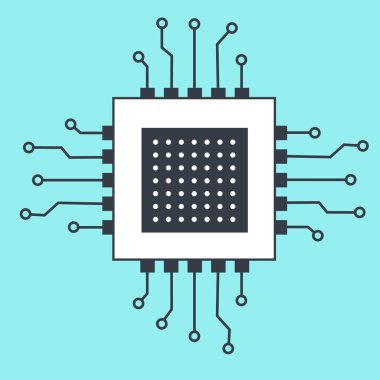 vektör teknolojisi ikonu dijital hafıza çipi. Stock illüstrasyon işlemci bilgisayar çipi