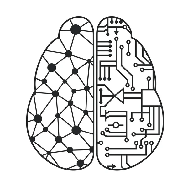 Icona Della Scienza Vettoriale Cervello Digitale Illustrazione Azionaria Artificial Intelligence — Vettoriale Stock