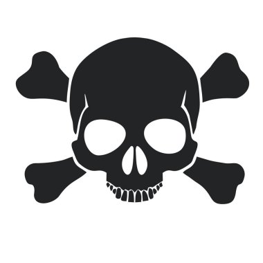 Vektör Simgesi Kafatası. Düz minimalizm tarzında zehirli kafatası sembolü..