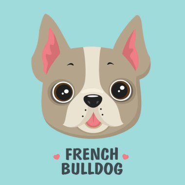 Vektör ikonu Dog, Fransız Bulldog cinsi. İmaj Köpeği Fransız Bulldog 'u. Çizgi filmdeki köpek yavrusu Fransız buldog düz stil.