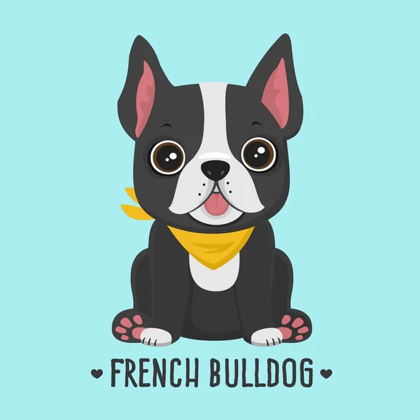 Vektör ikonu Dog, Fransız Bulldog cinsi. İmaj Köpeği Fransız Bulldog 'u. Çizgi filmdeki köpek yavrusu Fransız buldog düz stil.
