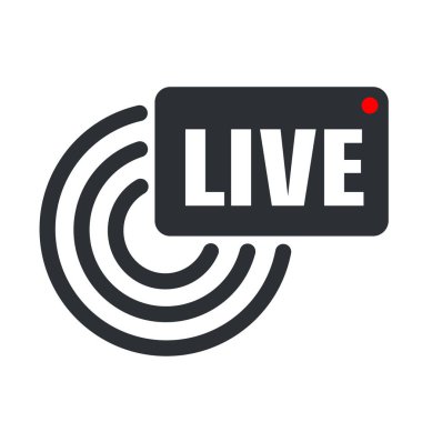 vector icon live video stream sign. Stock illustration live online news broadcast clipart