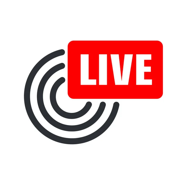 Vectoricoon Live Videostream Teken Stock Illustratie Live Online Nieuws Uitzending — Stockvector