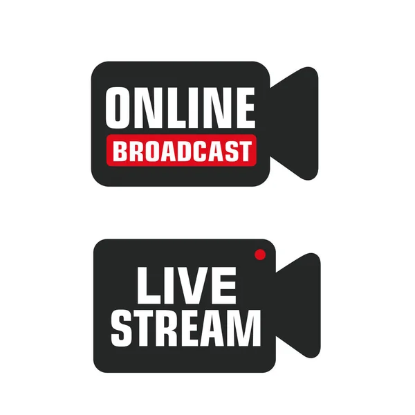 Vector Icon Live Video Stream Sign Stock Illustration Live Online — Stock Vector