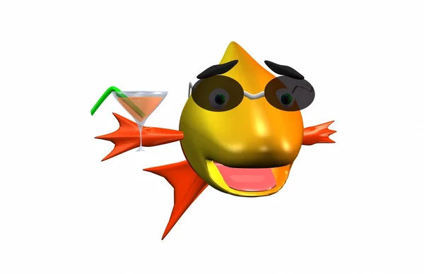 Funny fish with cocktail — Stock Photo, Image