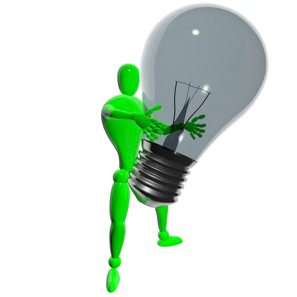 Man with big bulb — Stock Photo, Image