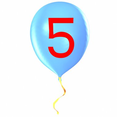 Balon üzerinde sayı 5