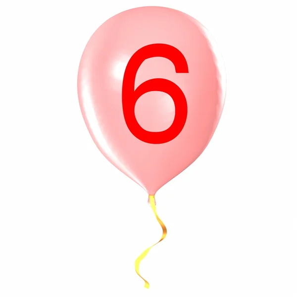 Nummer 6 auf Ballon — Stockfoto