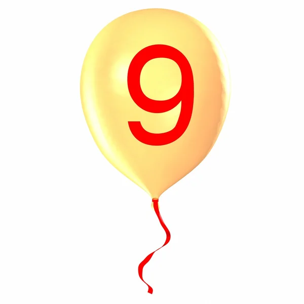 Nummer 9 auf Ballon — Stockfoto