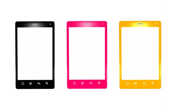 Smartphones dorados, negros y rosados — Foto de Stock