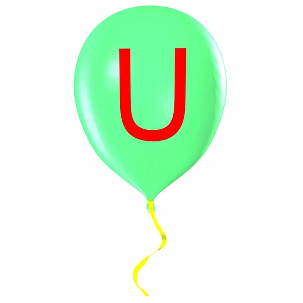 Letter U on balloon — Stock Photo, Image