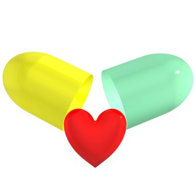 kavram hapları üzerinde beyaz izole kalp için