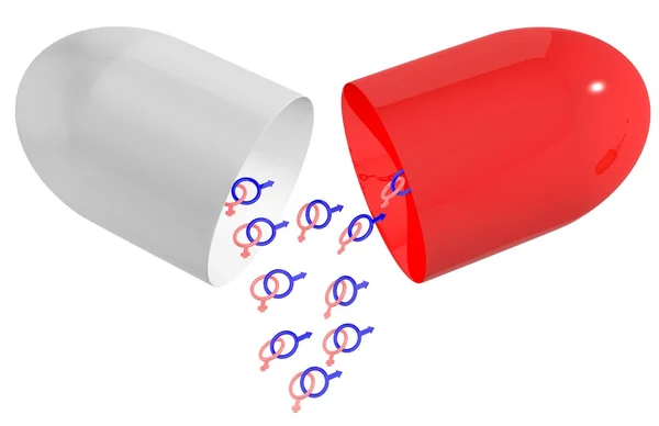 Концепція таблетки для сексу ізольована на білому — стокове фото